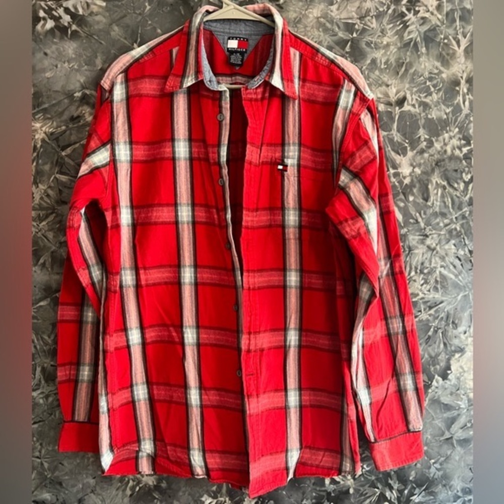 Tommy Hilfiger RARE Vintage 90s/y2k Red plaid Flannel XL